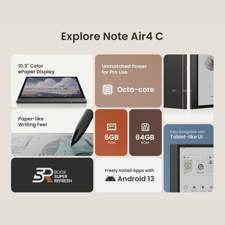 BOOX Liseuse Note Air4 C 10.3 Couleur 64Go Android Stylet – Image 3
